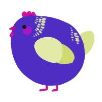 A indigo and lemon chicken with a neck-band pattern