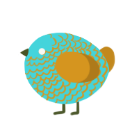 A aqua and ochre chicken with a lace pattern