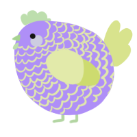 A lilac and lemon chicken with a lace pattern