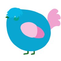 A cerulean and pink chicken