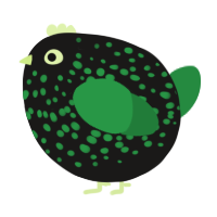A sable and viridian chicken with a speckle pattern