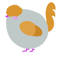 A silver and orange chicken