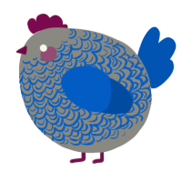 A ash and ultramarine chicken with a double-lace pattern