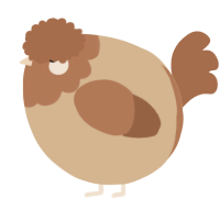 A beige and brown chicken with a head pattern