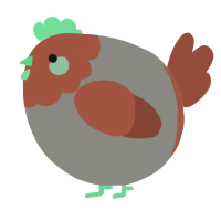 A ash and russet chicken with a head pattern