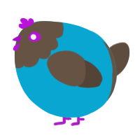 A cerulean and bark chicken with a head pattern