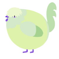 A apple and gluppy chicken with a head pattern