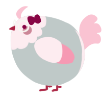 A silver and rose chicken with a head pattern
