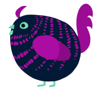 A tumblr and plum chicken with a bar pattern