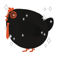 A sable and black chicken with a neck-speckle pattern