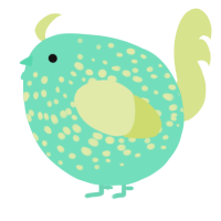 A mint and lemon chicken with a speckle pattern