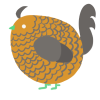A orange and grey chicken with a lace pattern