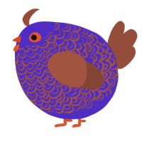 A indigo and russet chicken with a double-lace pattern