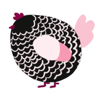 A black and rose chicken with a lace pattern