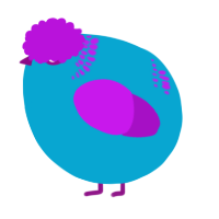 A cerulean and amethyst chicken with a neck-band pattern