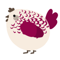 A cream and maroon chicken with a half-lace pattern
