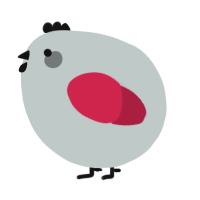 A silver and crimson chicken
