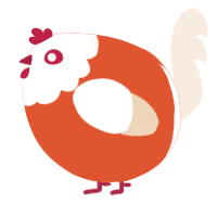 A vermilion and cream chicken with a head pattern