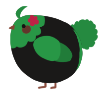 A sable and viridian chicken with a head pattern