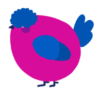 A fuchsia and ultramarine chicken