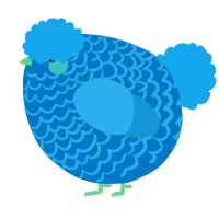 A sapphire and sky chicken with a lace pattern