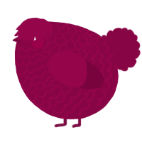 A maroon chicken with a lace pattern