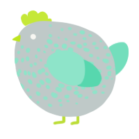 A silver and mint chicken with a speckle pattern