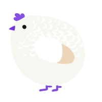 A white and cream chicken with a half-lace pattern