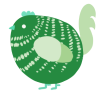 A viridian and gluppy chicken with a bar pattern