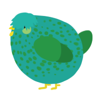 A turquoise and viridian chicken with a speckle pattern
