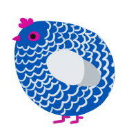A ultramarine and mist chicken with a lace pattern