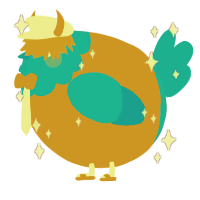 A gold and sky chicken with a head pattern