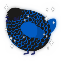 A sable and ultramarine chicken with a lace pattern