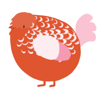 A vermilion and rose chicken with a half-lace pattern
