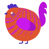 A vermilion and amethyst chicken with a bar pattern