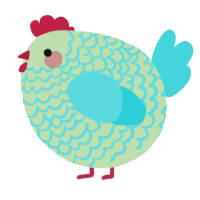 A gluppy and aqua chicken with a lace pattern