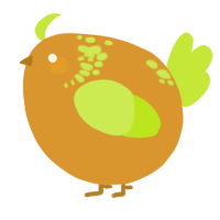 A orange and lime chicken with a neck-speckle pattern
