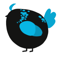A black and cerulean chicken with a neck-speckle pattern