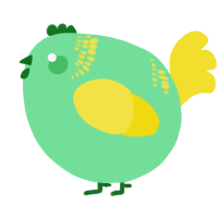 A spring and yellow chicken with a neck-band pattern