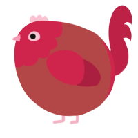 A red and crimson chicken with a head pattern
