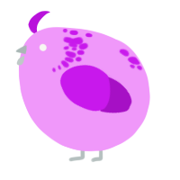 A lavender and amethyst chicken with a neck-speckle pattern
