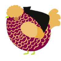 A maroon and honey chicken with a lace pattern