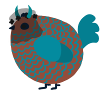 A russet and sea chicken with a lace pattern