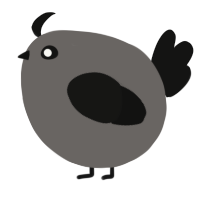 A grey and black chicken