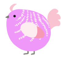 A lavender and rose chicken with a half-bar pattern