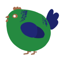 A viridian and navy chicken with a neck-band pattern