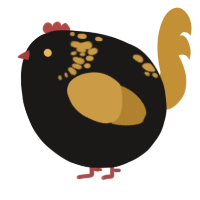 A sable and gold chicken with a neck-speckle pattern
