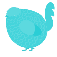 A aqua chicken with a lace pattern