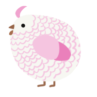 A white and pink chicken with a lace pattern