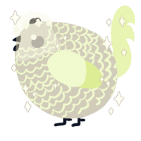 A silver and apple chicken with a lace pattern